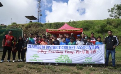 The participants of the cricket coaching camp which began in Zunheboto on October 5.